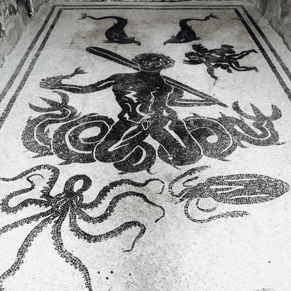 Mosaic Floor Bath house Ercolano Sorrento Food Tours