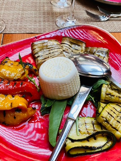 Smoked burrata cheese and grilled vegetables Sorrento Wine Stroll Sorrento Food Tours